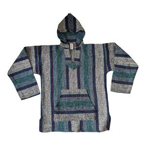 Sun Specs Baja Hoodie Mexico Striped Pullover Sweater L Boho Surf Style